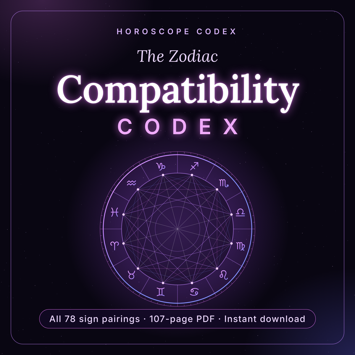 The Zodiac Compatibility Codex: All 78 Sun-Sign Pairings (107-Page PDF)